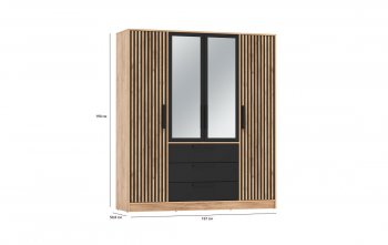Шкаф 1700 мм 83.07 Вегас (4-х дв.) черный (Олмеко) в Невьянске - nevyansk.mebel-e96.ru
